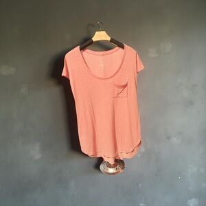 Casual Scoop Neck Tee in Rose by [Brand]